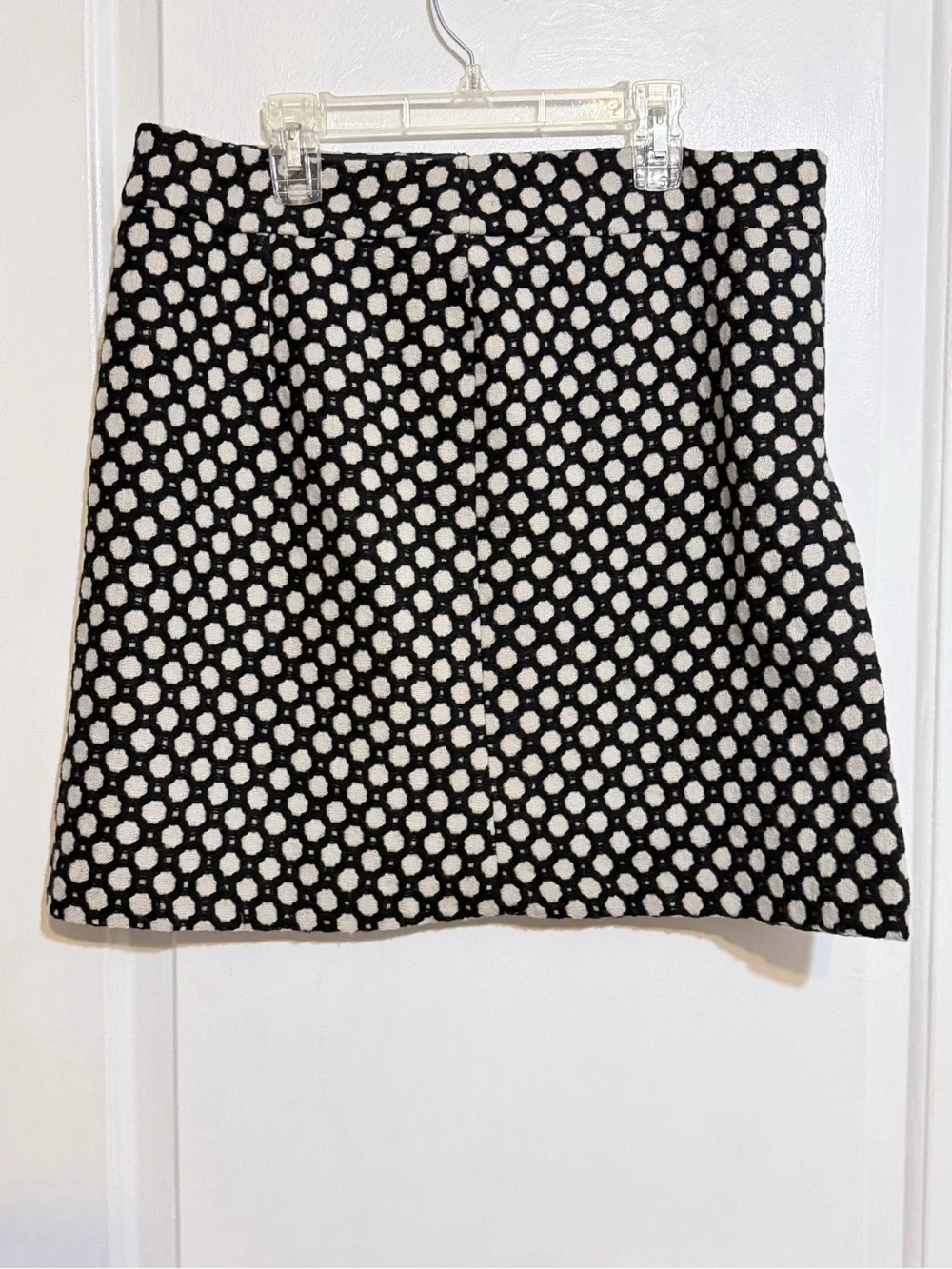 Boden Wool Black and White Mini Skirt with Polka Dot Pattern 14R